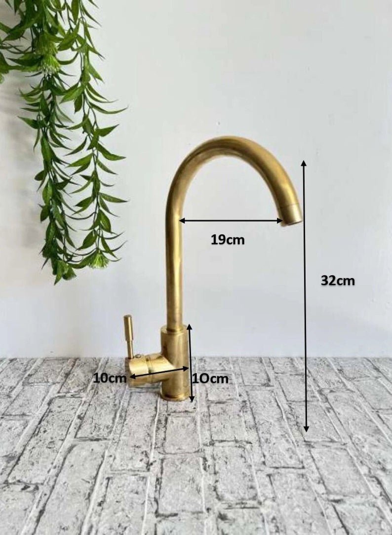 products-AStylishOne-HoleMixer1.jpg Unlaquered Brass Basin Faucet for a Mid-Century Modern Touch,unlaquered Brass Kitchen Faucet - A Stylish One-Hole Mixer" - Image 4
