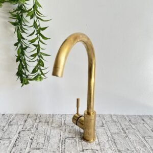 Unlaquered Brass Basin Faucet for a Mid-Century Modern Touch,unlaquered Brass Kitchen Faucet - A Stylish One-Hole Mixer"