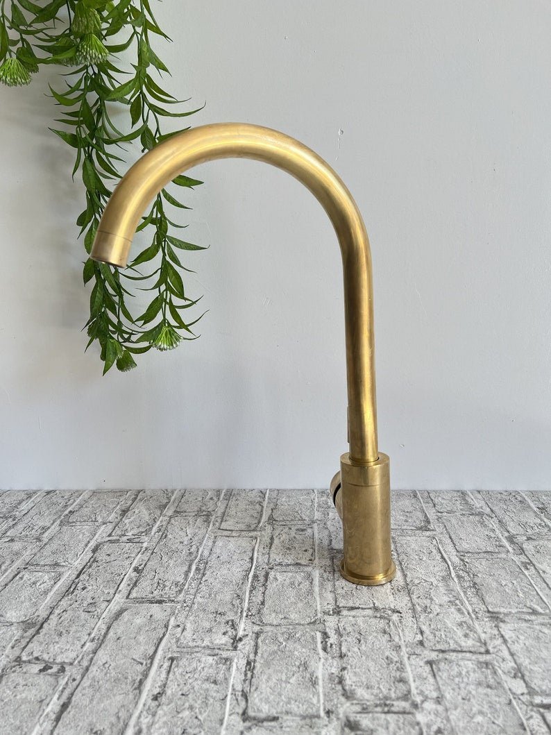 products-AStylishOne-HoleMixer9.jpg Unlaquered Brass Basin Faucet for a Mid-Century Modern Touch,unlaquered Brass Kitchen Faucet - A Stylish One-Hole Mixer" - Image 9