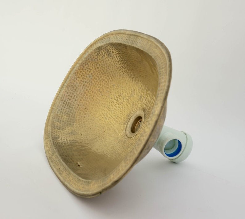 products-AgedBrassSink3.jpg Hammered Oval Brass Sink, Drop-in Brass Bathroom Sink, Antique Brass Sink, Bathroom Brass sink, Aged Brass Sink - Image 4