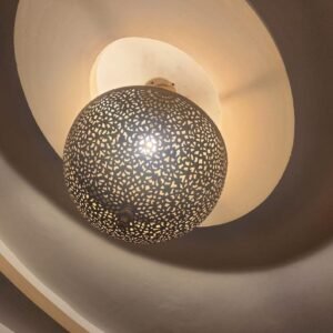 Moroccan Brass Pendant Light – Handcrafted Ceiling Light with Filigree Cutouts | Atlas Lights for Ambient Moroccan Decor – Sizes 16 to 50cm