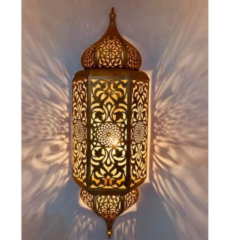 products-AmbientLight_CopperFinish1.jpg Set of 2 Handmade Moroccan Brass Wall Sconce: Ambient Light, Copper Finish - Image 2