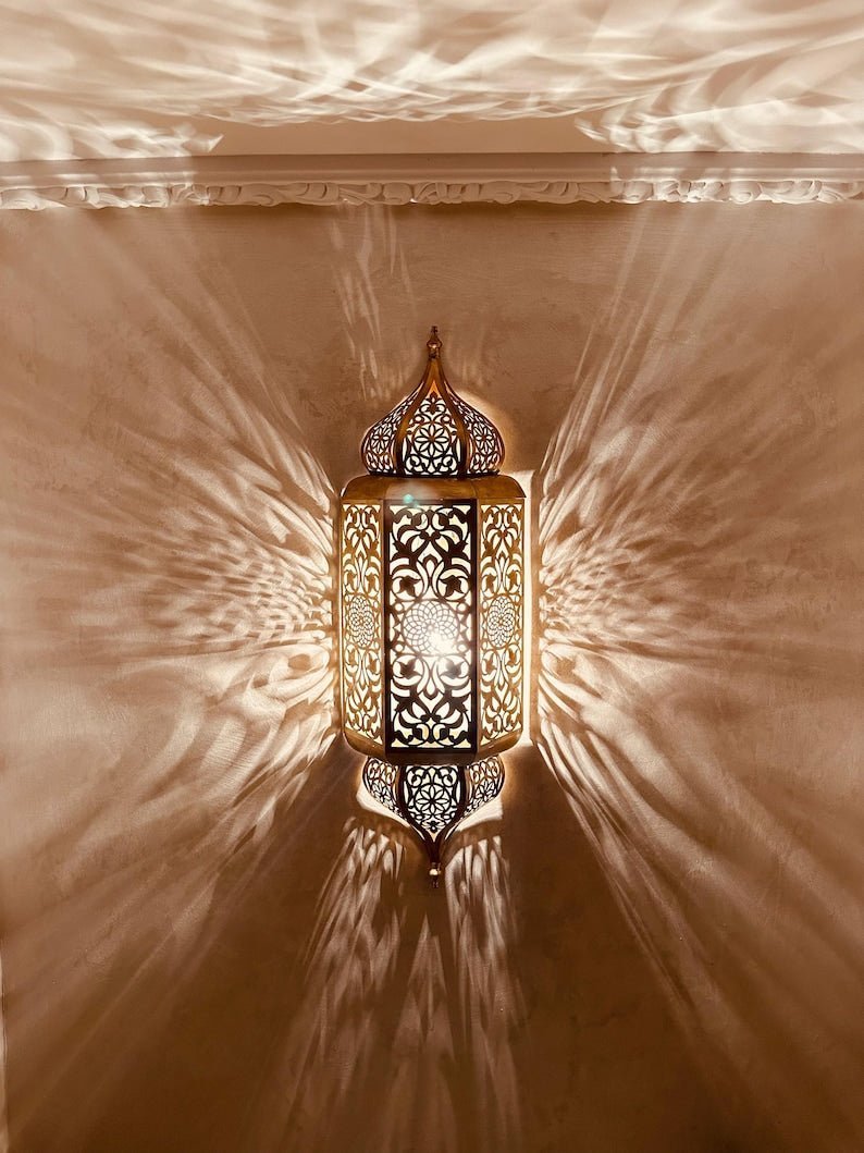 products-AmbientLight_CopperFinish2.jpg Set of 2 Handmade Moroccan Brass Wall Sconce: Ambient Light, Copper Finish - Image 3