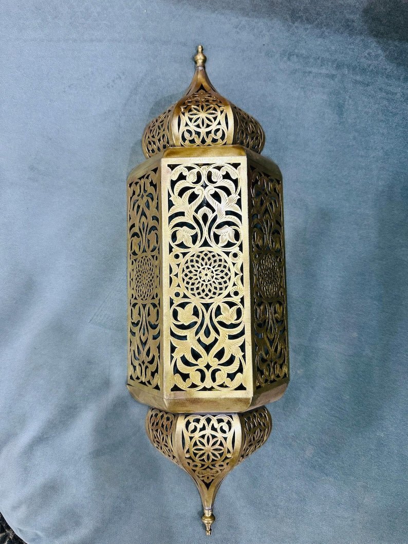 products-AmbientLight_CopperFinish3.jpg Set of 2 Handmade Moroccan Brass Wall Sconce: Ambient Light, Copper Finish - Image 8