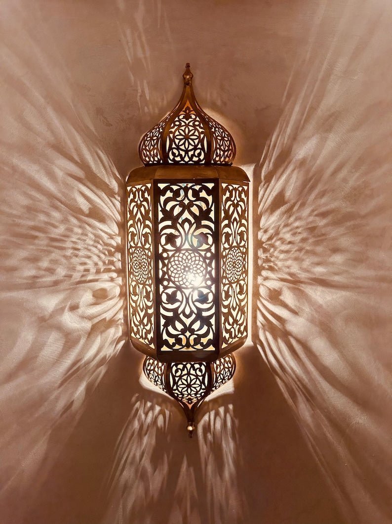 products-AmbientLight_CopperFinish6.jpg Set of 2 Handmade Moroccan Brass Wall Sconce: Ambient Light, Copper Finish - Image 5
