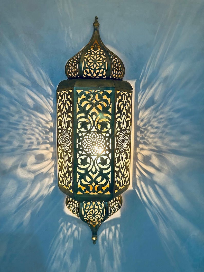 products-AmbientLight_CopperFinish7.jpg Set of 2 Handmade Moroccan Brass Wall Sconce: Ambient Light, Copper Finish - Image 4