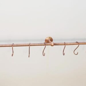 Antique Copper Pot Rail with Solid Brass S Hooks