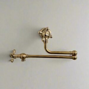Unlacqured Brass Pot Filler Folding Tap Dual Handles-Swing Arm kitchen faucet for sink