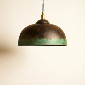 Oxidized Kitchen Lamp, Green Patina Ceiling Light, Copper Kitchen Island lighting, Art deco Lamp