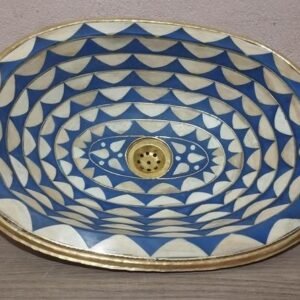 Handcrafted Brass and Resin Oval Drop-In Bathroom Sink