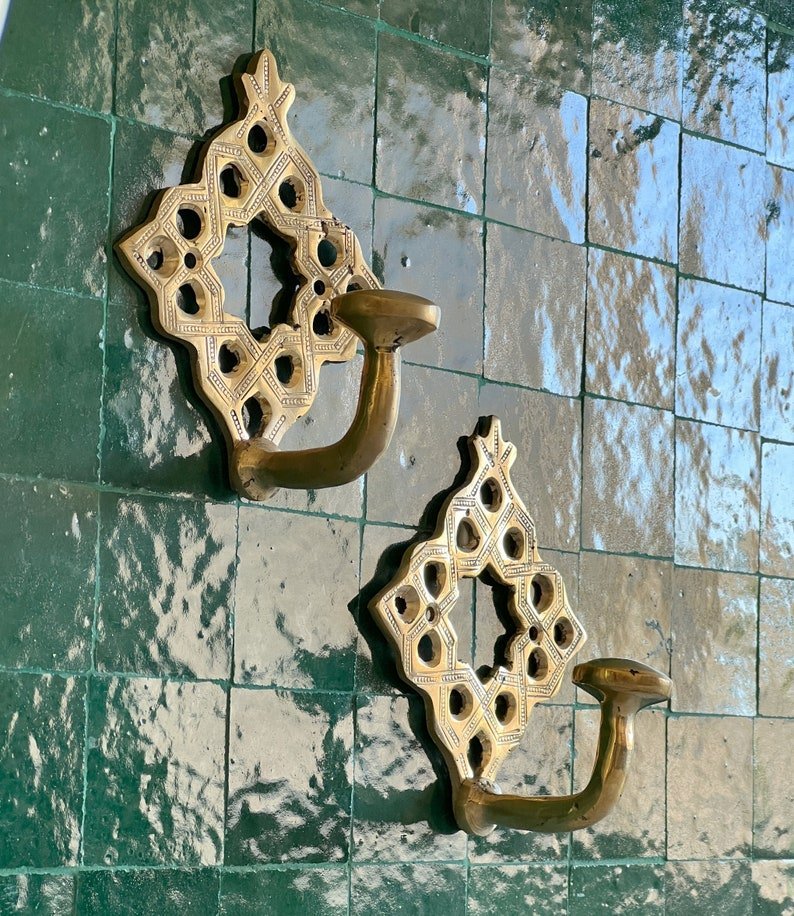 products-BathroomTowelHooks2.jpg Bathroom Towel Hooks - Moroccan Handmade Brass Wall Hook, Decorative Robe Hook & Wall Towel Hanger for Stylish Bathrooms, Unique Gift - Image 4