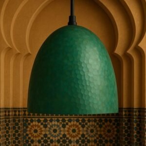 Handmade Verdigris Copper Bell Pendant Light: Rustic Farmhouse Fixture