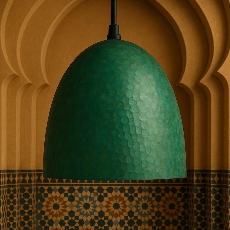 products-Bell1.jpg Handmade Verdigris Copper Bell Pendant Light: Rustic Farmhouse Fixture