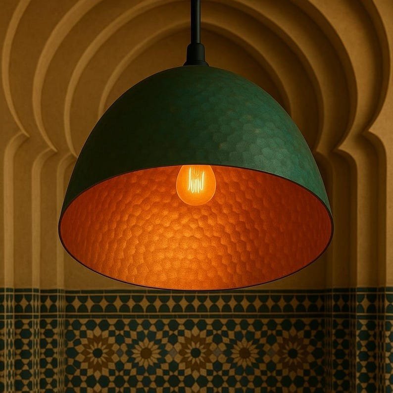 products-Bell3.jpg Handmade Verdigris Copper Bell Pendant Light: Rustic Farmhouse Fixture - Image 3