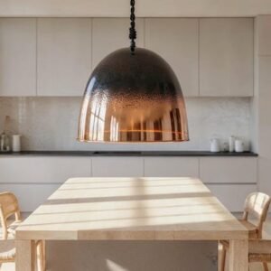 Handmade Black Copper Dome Pendant Light: Moroccan Kitchen Island Lighting