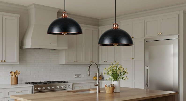 products-BlackDome5.jpg Copper Black Dome Ceiling Pendant Lamp, Hanging Lighting, Copper Light Fixture, Rustic Chandelier, Farmhouse Lighting, Industrial light - Image 5