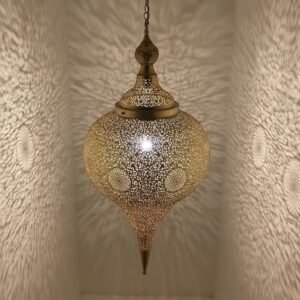 Handmade Moroccan Brass Pendant Light: Boho Ceiling Lamp