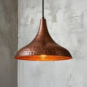 Handcrafted Copper Dome Pendant Light: Moroccan Boho Farmhouse Lamp