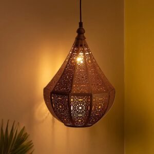 Moroccan Teardrop Pendant Light, Intricate Brass Lantern, Boho Hanging Ceiling Lamps