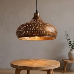 Handmade Hammered Copper Moroccan Pendant Light: Boho Rustic Chandelier