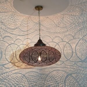 Handmade Moroccan Brass Pendant Light: Boho Shadow Lantern