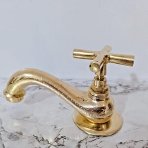 Handmade Moroccan Brass Bathroom Faucet: Solid Brass, Unlacquered Finish