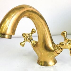 Unlacquered Brass Bathroom Faucet Solid Brass Bathroom Faucet Vanity Faucet With Cross Handles