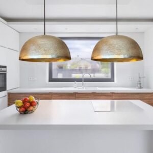 Handmade Hammered Brass Dome Lamp: Kitchen Island Lighting