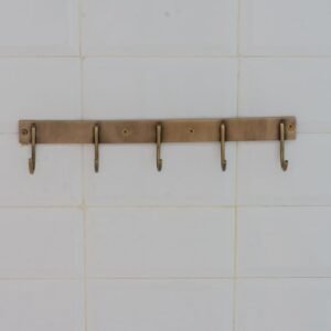 Solid Brass Hooks Rail, Triple Coat Hooks Hanger, Towel Rack 5 Hooks, Wall Mounted Rack Hooks, Brass Hanging Rail | Duty-Free