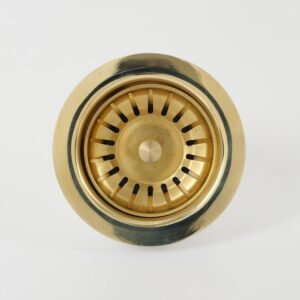 Unlacquered Brass Kitchen Sink Drain, Solid Brass Strainer With Removable Filter Basket