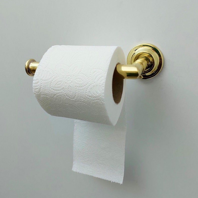 products-BrassToiletPaperHolder3.jpg Unlacquered Brass Toilet Paper Holder For Bathroom, Solid Brass Wall Mount Toilet Roll Holder - Image 6