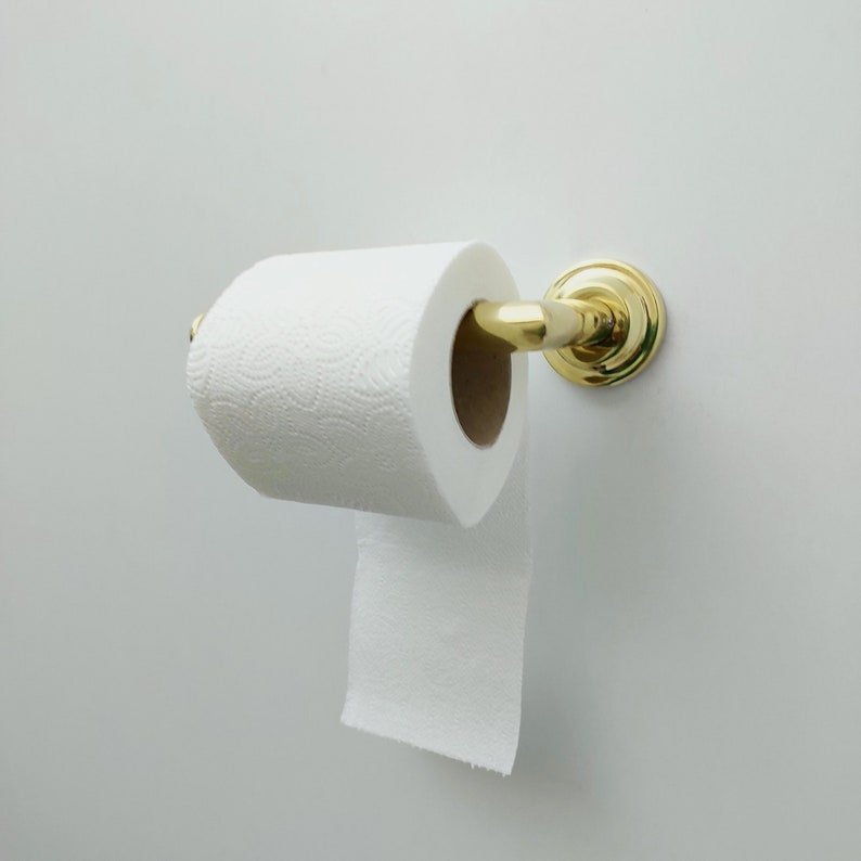 products-BrassToiletPaperHolder6.jpg Unlacquered Brass Toilet Paper Holder For Bathroom, Solid Brass Wall Mount Toilet Roll Holder - Image 2