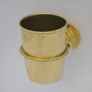 Unlacquered Brass Toothbrush Cup Holder, Wall Mount Toothbrush Organizer