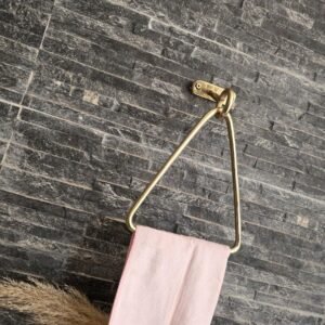 Unlacquered Brass Towel Holder - Wall Mounted Gold Bathroom Hardware - Handmade Moroccan Decor - Modern Brass Triangle Towel Ring
