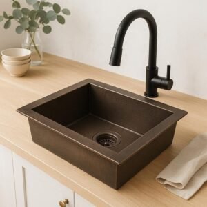 Handcrafted Hammered Brass Undermount Sink - Antique Patina Finish