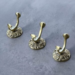 Handmade Unlacquered Brass Wall Hook: Moroccan Floral Coat/Towel Hook