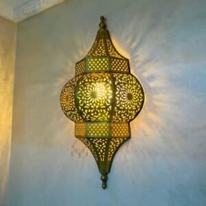 Handmade Moroccan Brass Wall Sconce: Ambient Light, Copper Finish