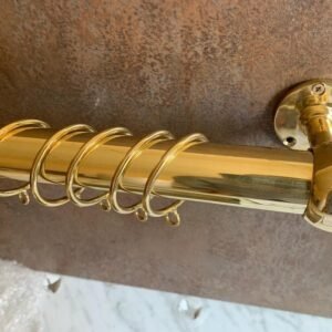 Unlacquered Brass Curtain Rod | Solid Brass Curtain Rod With Rings | Cafe Curtain Holder