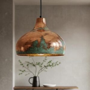 Copper Farmhouse Light Fixture, Farmhouse lighting, Rustic Chandelier Dining Room, Copper Dome Lamp, Ceiling Dome Lamp, Green Patina Light