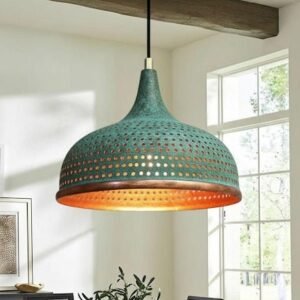 Handcrafted Copper Dome Pendant Light: Moroccan Rustic Chandelier
