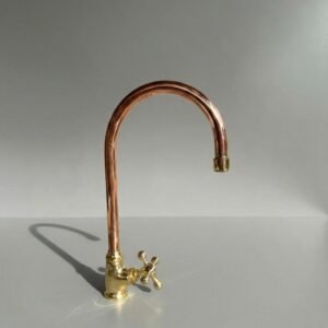 Copper & Brass Faucet – Handmade Moroccan Sink Tap – Unlacquered Brass Mixer – Rustic Bathroom