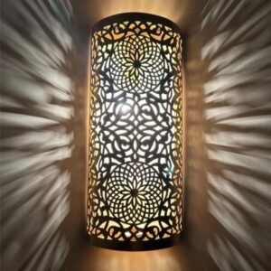 Moroccan Brass Wall Sconce – Handmade Rectangular Wall Light in Bronze, Copper or Silver