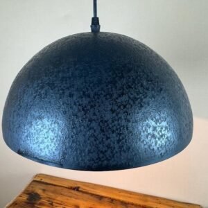 Minimalist Copper Dome Pendant - Black Patinated Hanging Light - Handmade Custom Ceiling Lamp