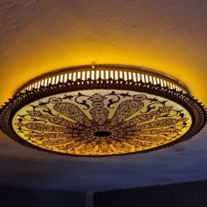 Hand-Engraved Brass Moroccan ceiling light : Boho Cut-Out Light