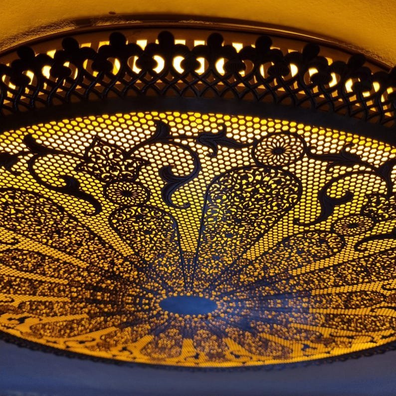 products-Cut-OutLight2.jpg Hand-Engraved Brass Moroccan ceiling light : Boho Cut-Out Light - Image 3