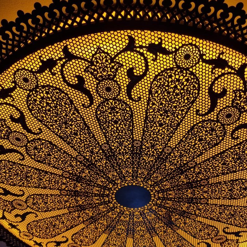 products-Cut-OutLight3.jpg Hand-Engraved Brass Moroccan ceiling light : Boho Cut-Out Light - Image 4