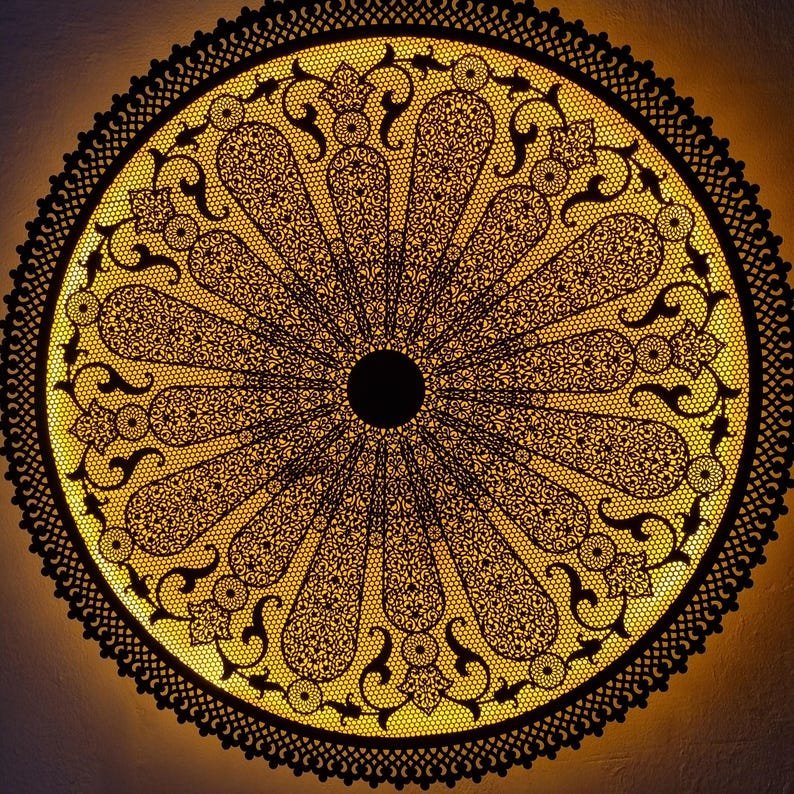 products-Cut-OutLight4.jpg Hand-Engraved Brass Moroccan ceiling light : Boho Cut-Out Light - Image 2