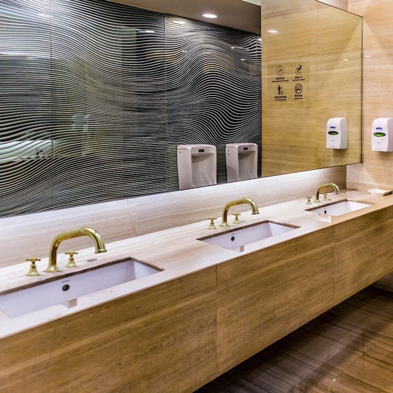 products-DeckS6.jpg Unlacquered Brass 3-Hole Bathroom Faucet, Deck Mounted Brass Vanity Tap - Image 4