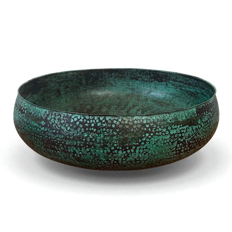 products-Decor5.jpg Handmade Oxidized Copper Bathroom Sink – Rustic Green Patina Round Vessel Basin for Farmhouse Decor - Image 5