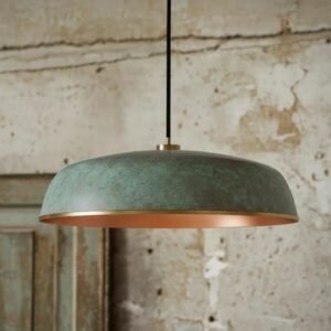 Copper Dome Lamp Patina, Patina Rustic Hanging Lamp, Handmade Green Patina Light, Dining Room Light Fixture, Bohemian Home Decor